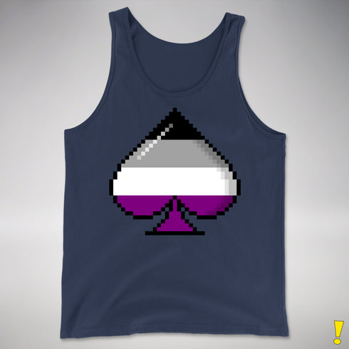 Asexual Pride Pixel Ace of Spades Premium Tank Top - Navy